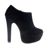 botine piele intoarsa negre
