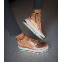 espadrile material metalizat pele