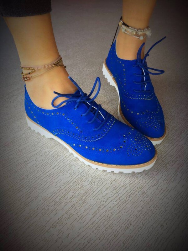 pantofi oxford cu siret delta albastri