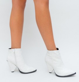 Botine Kroko Alb